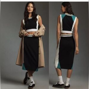 Daily Practice x Anthropologie Full Court midi skirt Black color-block. Medium
